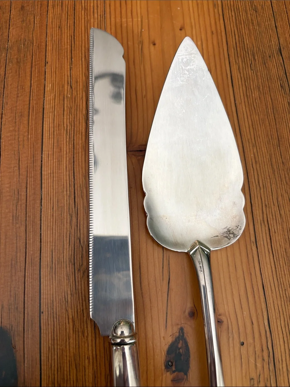Lenox Silver plate Heart -Handle Cake Knife and Server Set